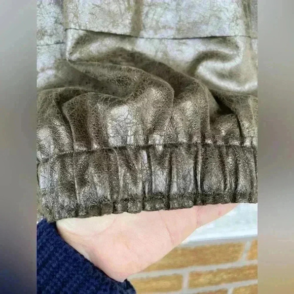 PLANET By LAUREN G VEGAN LEATHER CUT OUT METALLIC JACKET LARGE /1 - Picture 11 of 14